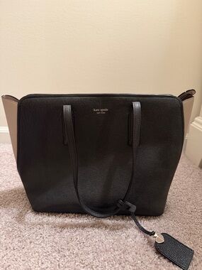kate spade Black & Taupe Pebbled Leather Tote